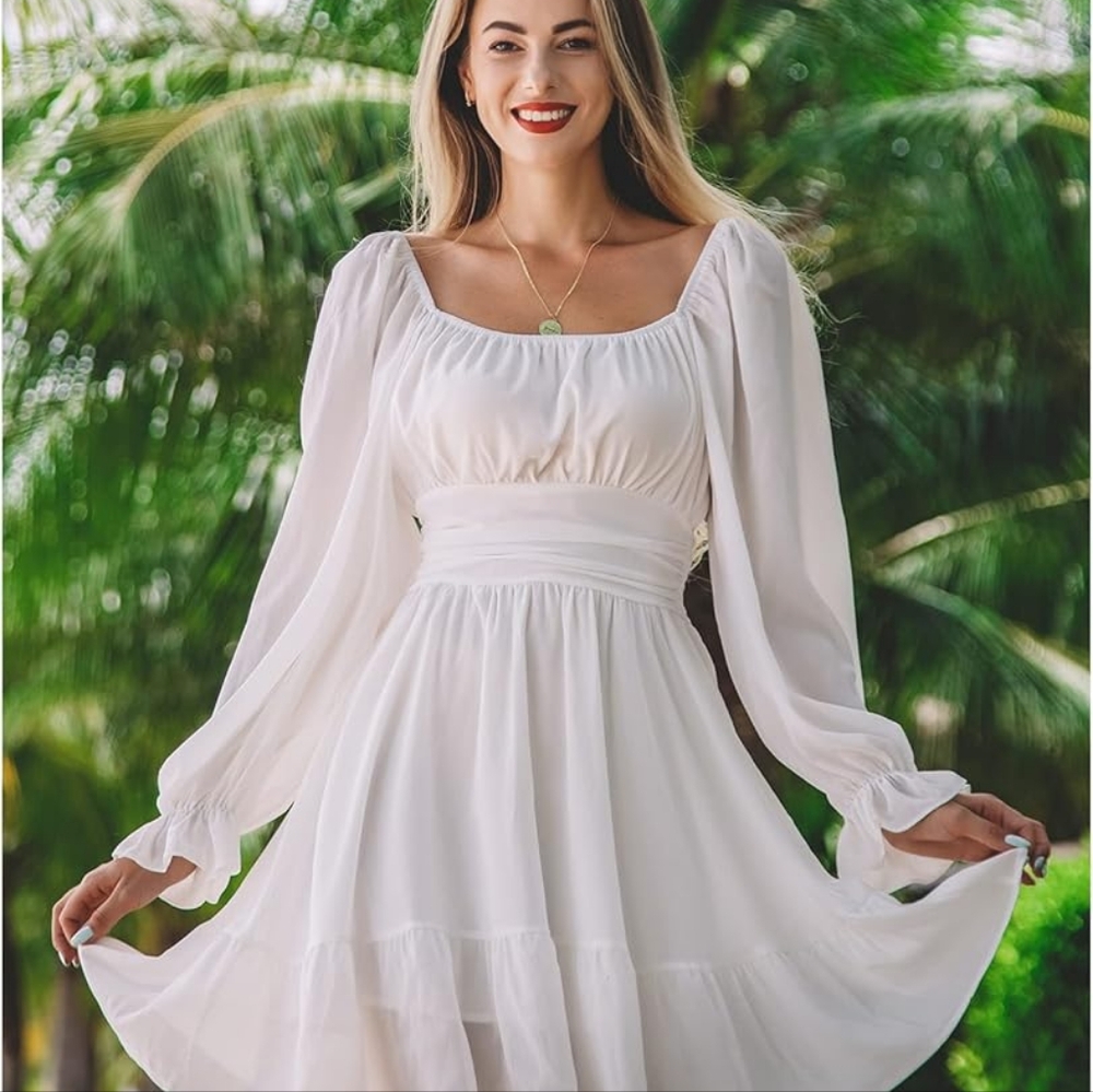 White Ruffle Dress - Picture 3 of 5